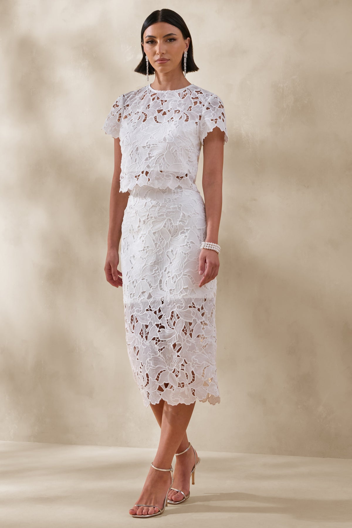 Aisling | White Lace Midi-Skirt