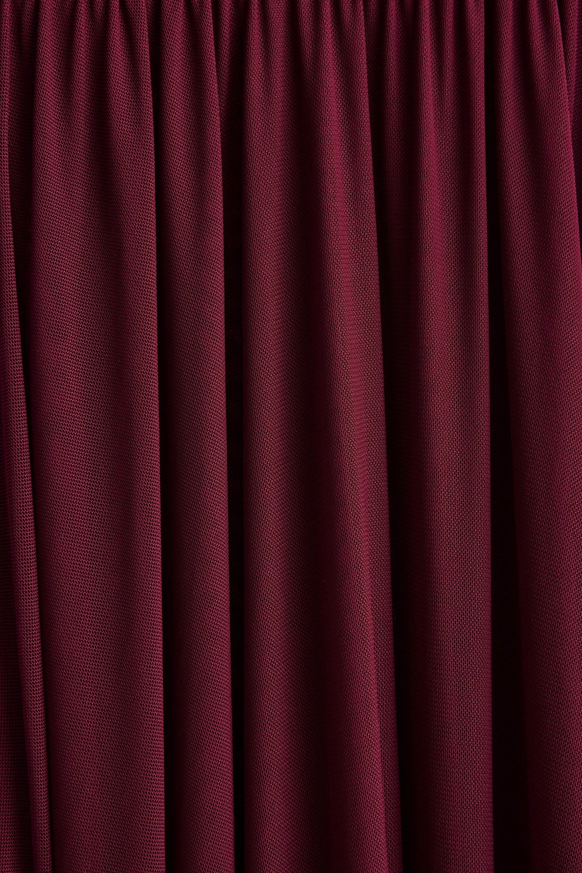 Gigi | Burgundy High-Neck Maxi Dress With Drop-Waist And Sheer Skirt
