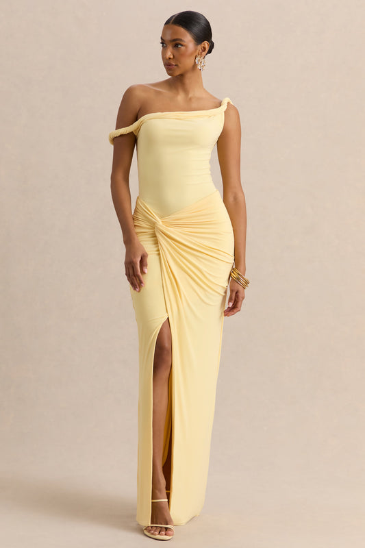 Idris | Lemon Twisted Waist Maxi Skirt With Front Split