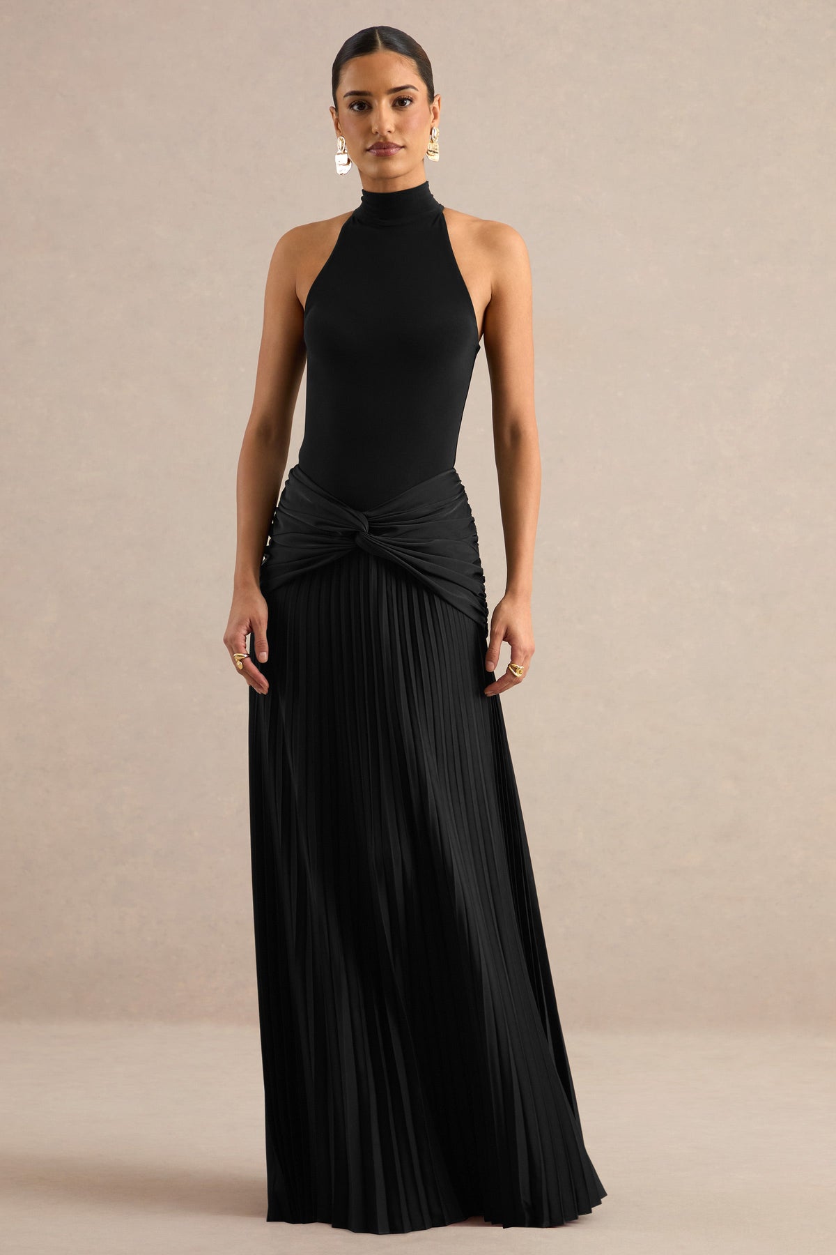 Genevia | Black Jersey High Neck Bodysuit