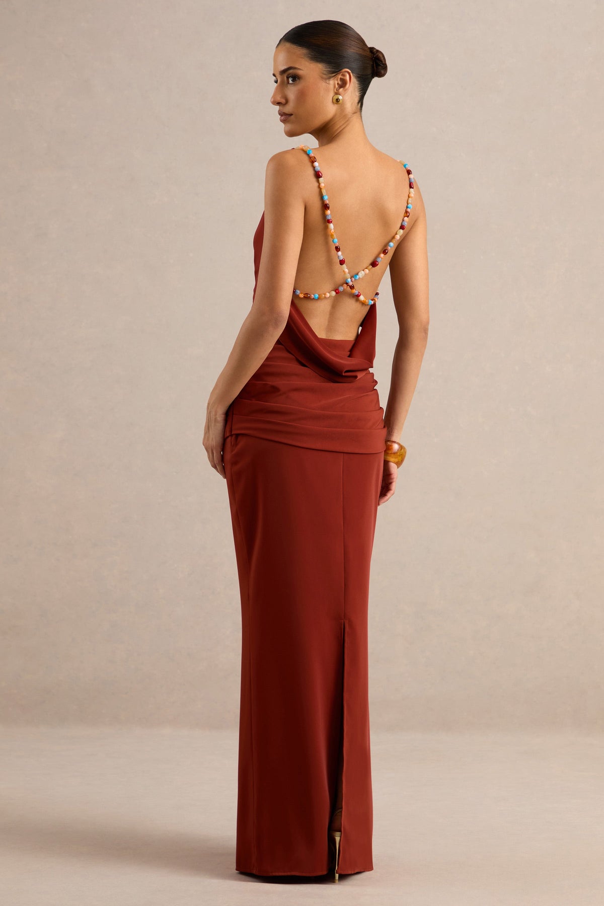 Anina | Rust Satin Maxi Skirt