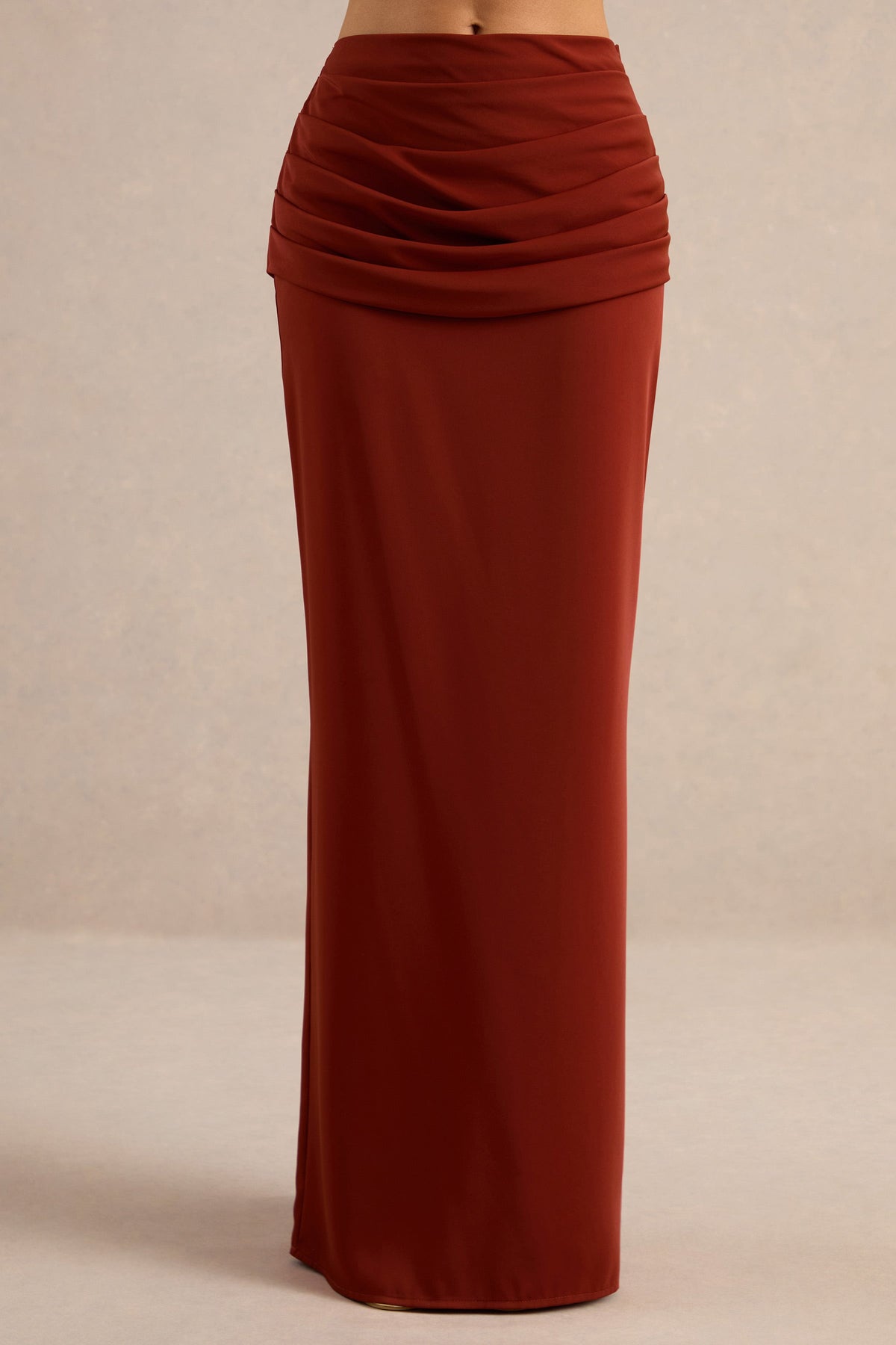 Anina | Rust Satin Maxi Skirt