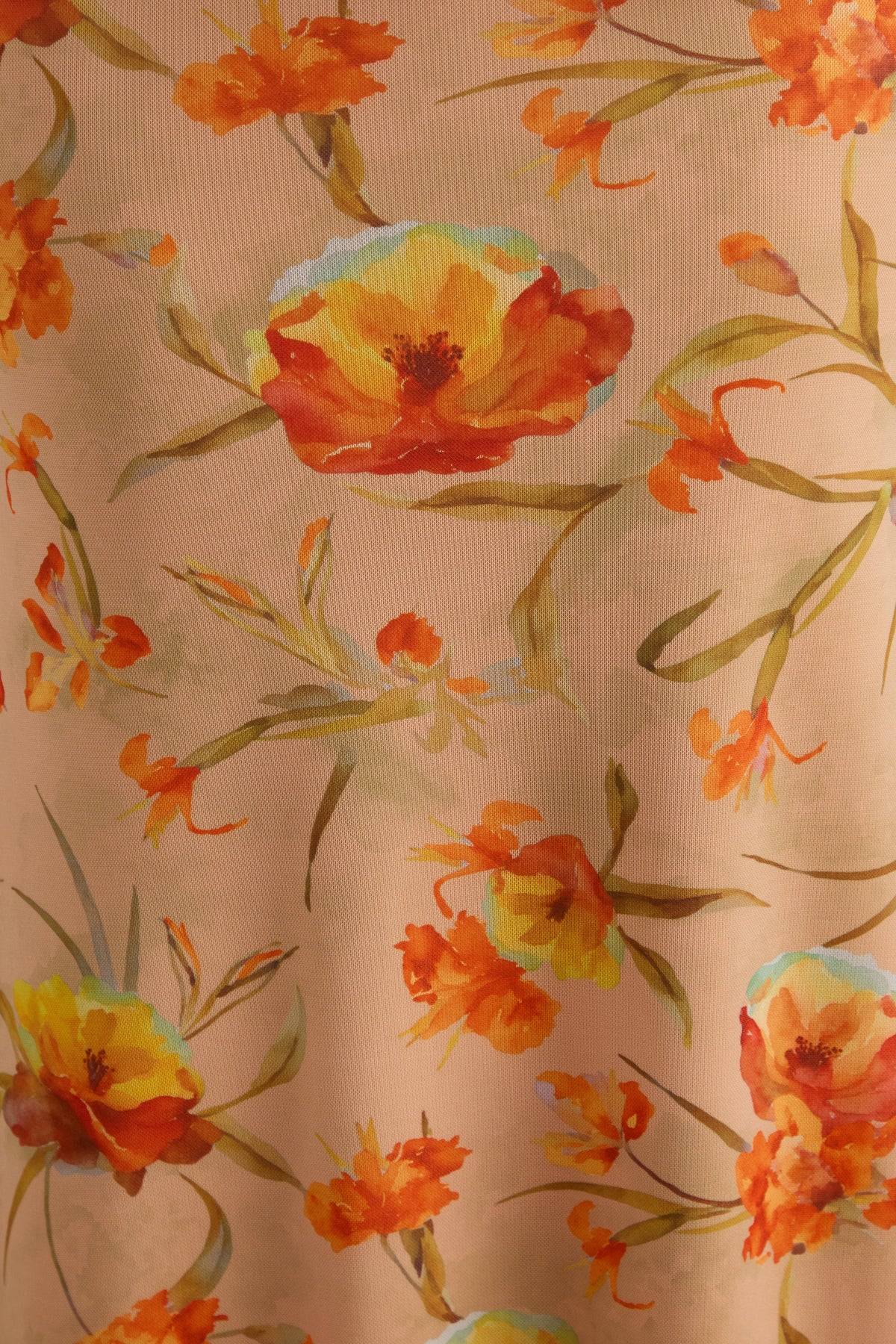Flaviah | Orange Floral Print Mesh Maxi Skirt