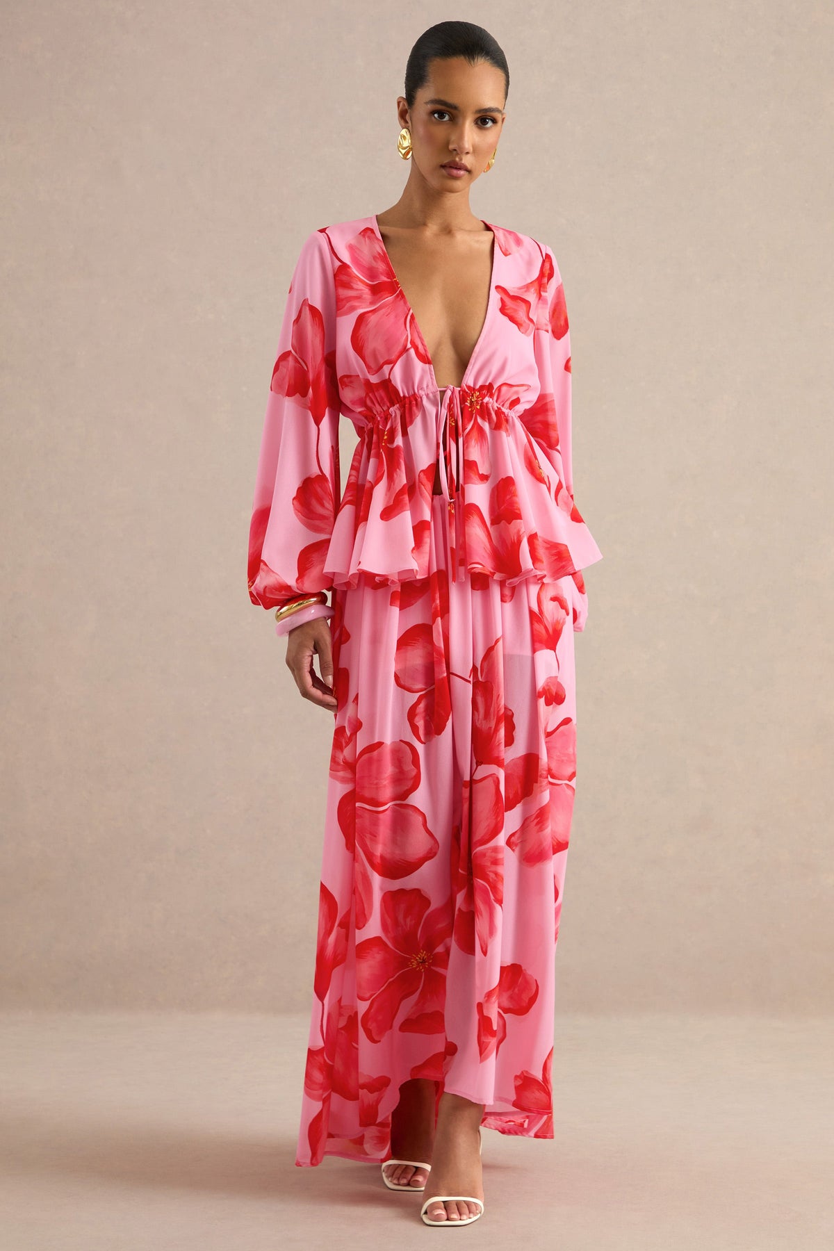 Asella | Pink Chiffon Maxi Skirt