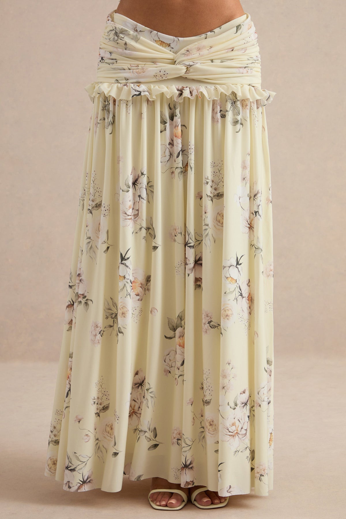 Clovia | Yellow Floral Print Maxi Skirt