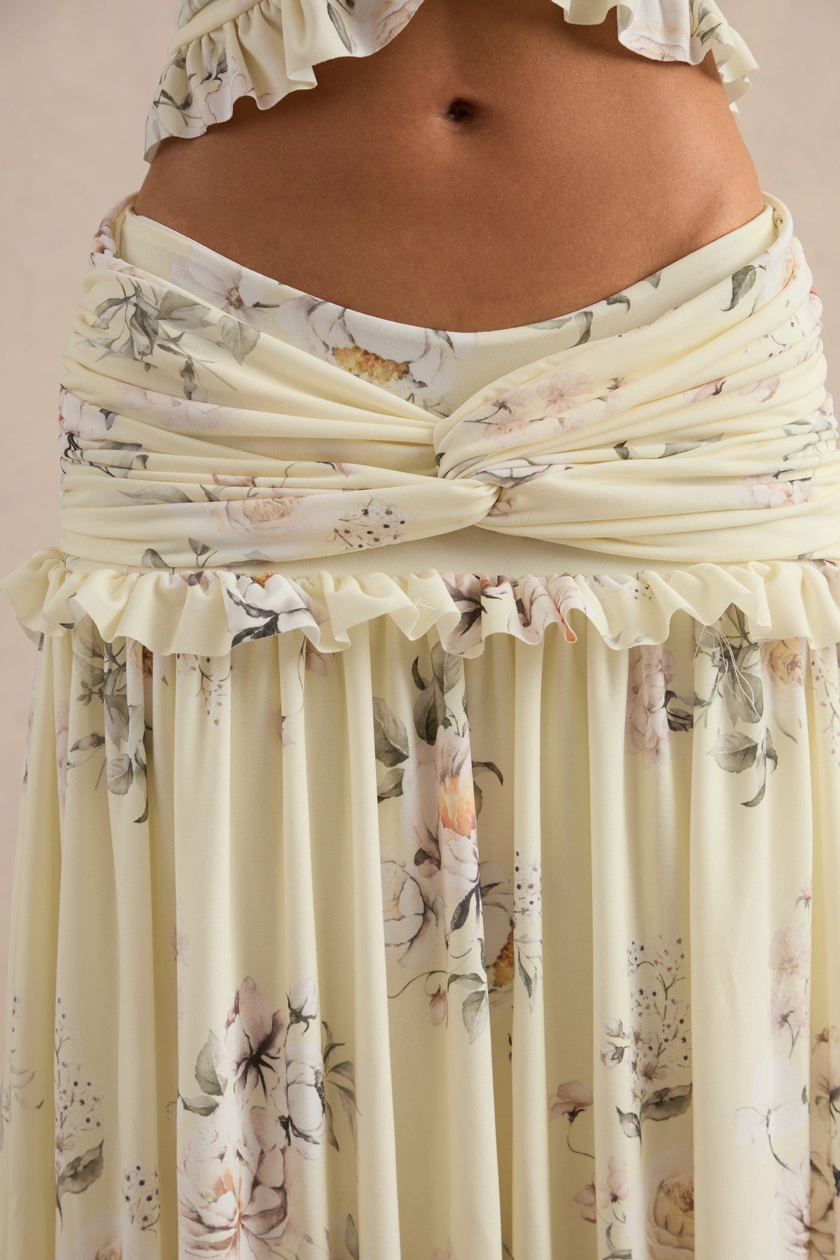 Clovia | Yellow Floral Print Maxi Skirt