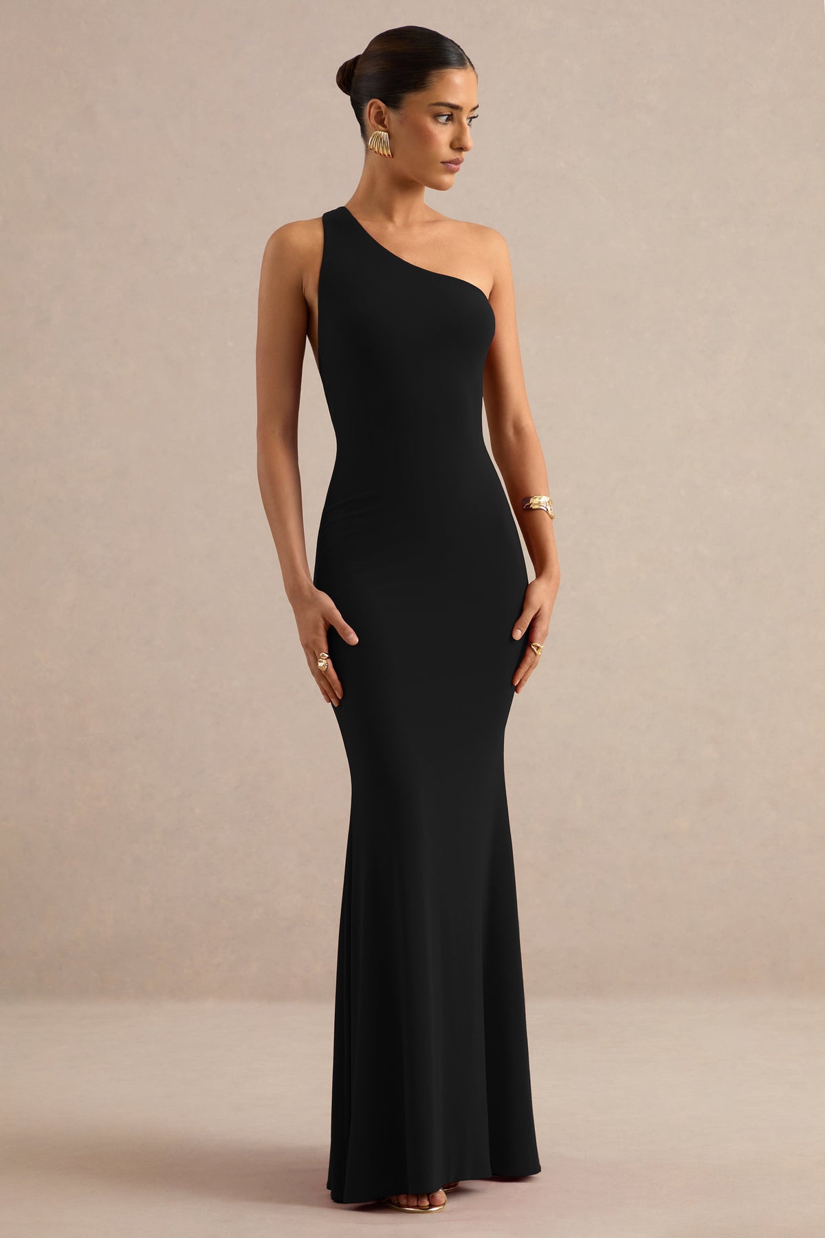 Lioraelle | Black Jersey Maxi Dress With Low Back