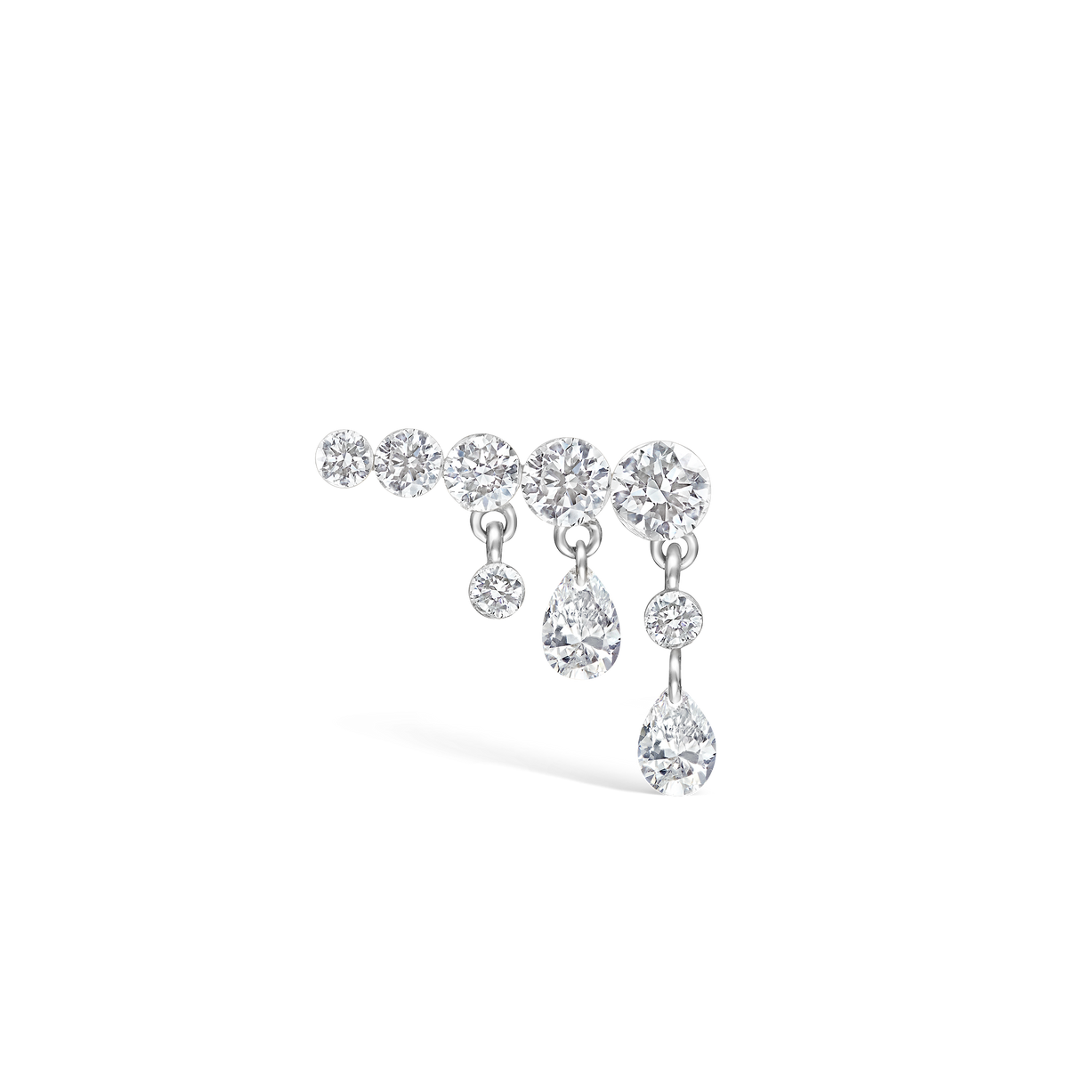 Invisible Set Diamond Crescendo Bar Stud Earring