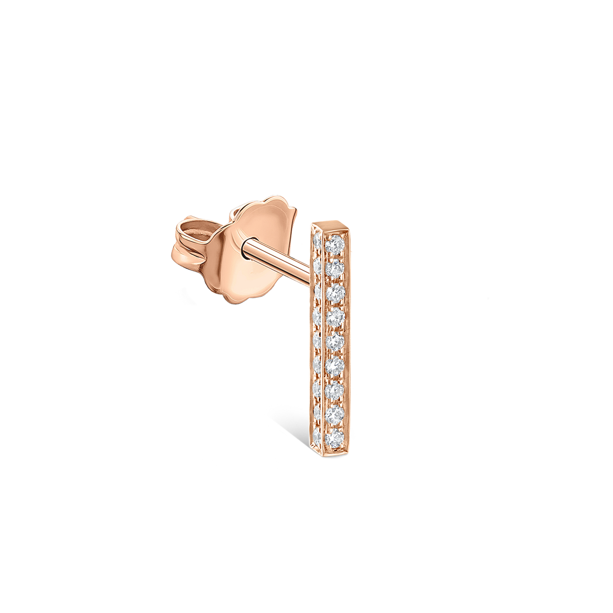Square Diamond Pavé Bar Stud Earring