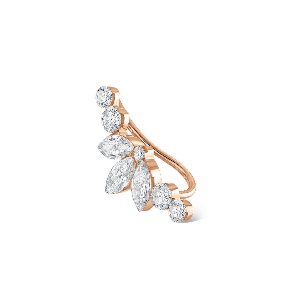 Invisible Diamond Lotus Open Garland Ear Climber