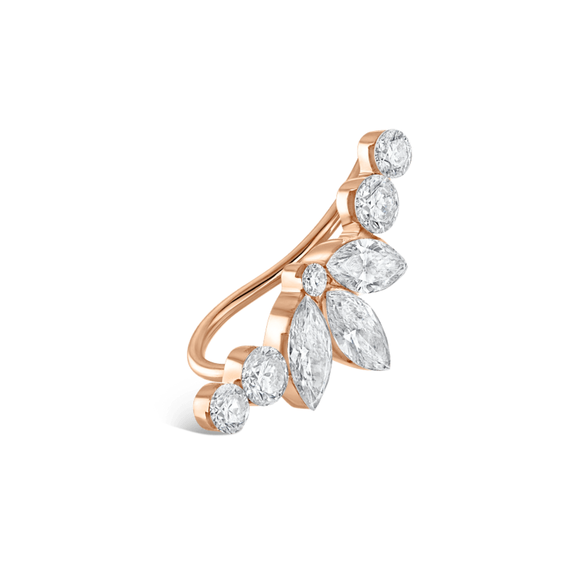 Invisible Diamond Lotus Open Garland Ear Climber