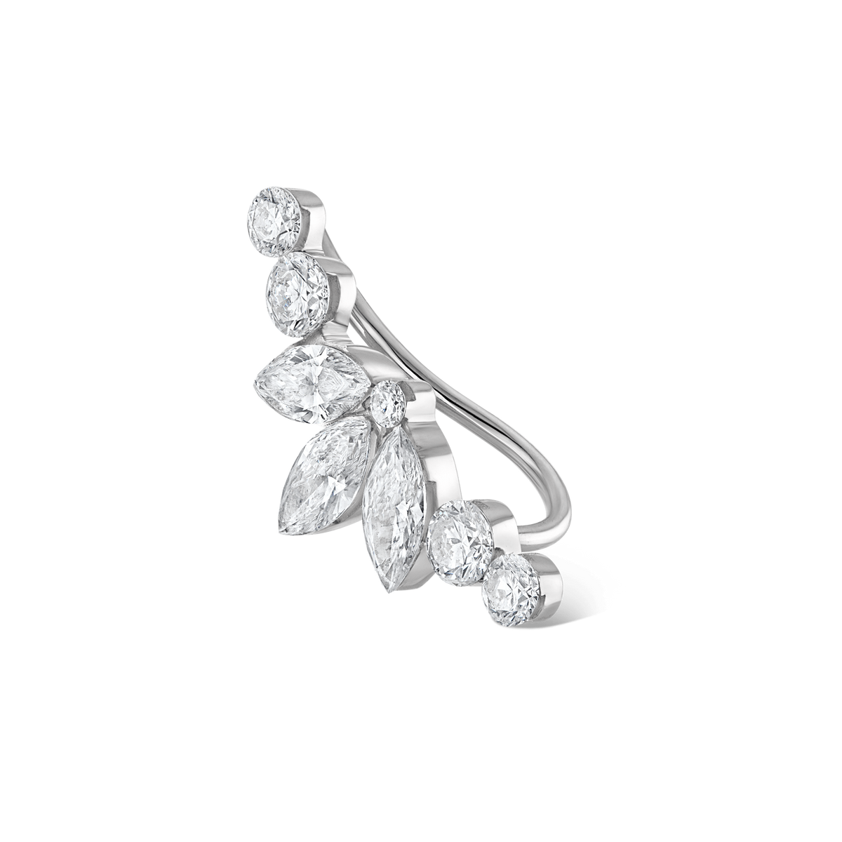 Invisible Diamond Lotus Open Garland Ear Climber