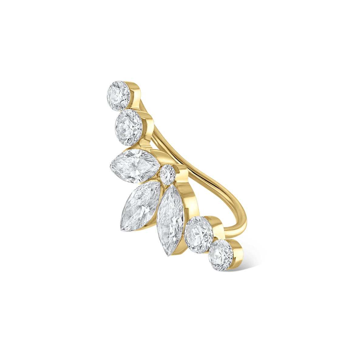 Invisible Diamond Lotus Open Garland Ear Climber