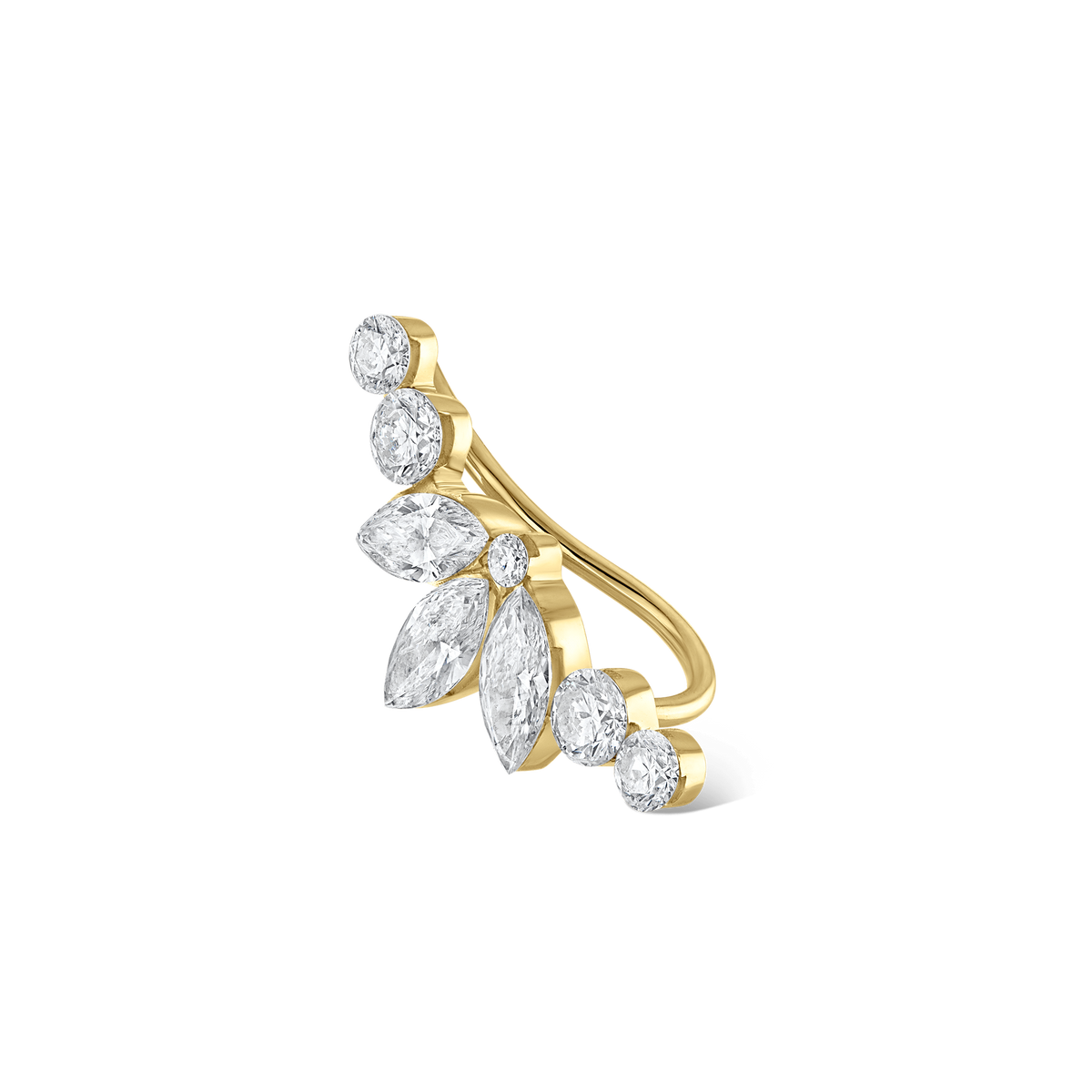 Invisible Diamond Lotus Open Garland Ear Climber