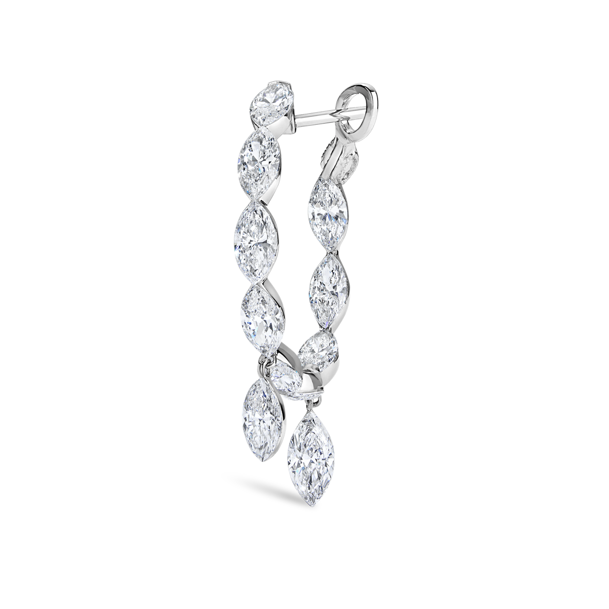 Invisible Set Marquise Diamond Eternity with Dangle Forward Angle Hoop Earring