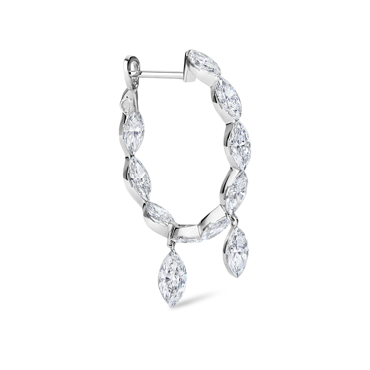 Invisible Set Marquise Diamond Eternity with Dangle Forward Angle Hoop Earring