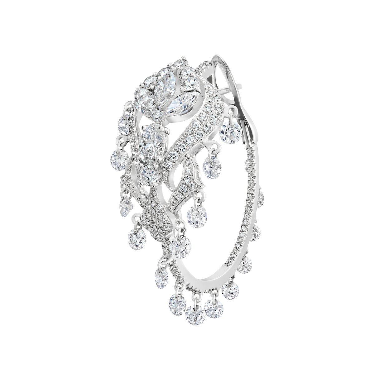 Diamond Lotus Cascade Hoop