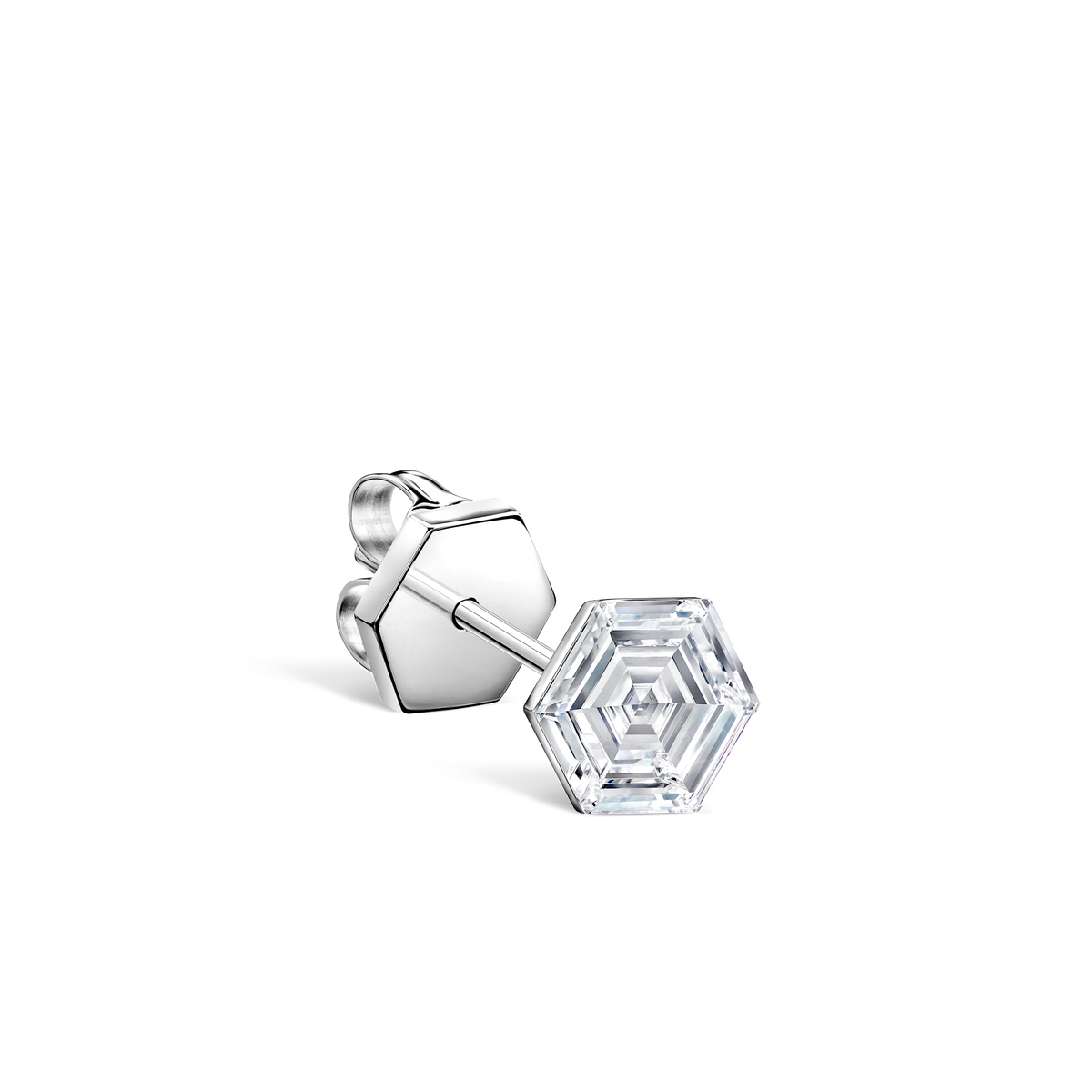 Invisible Set Hexagon Diamond Stud Earring