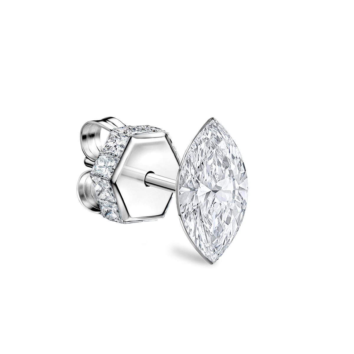 Invisible Set Diamond Marquise Stud Earring