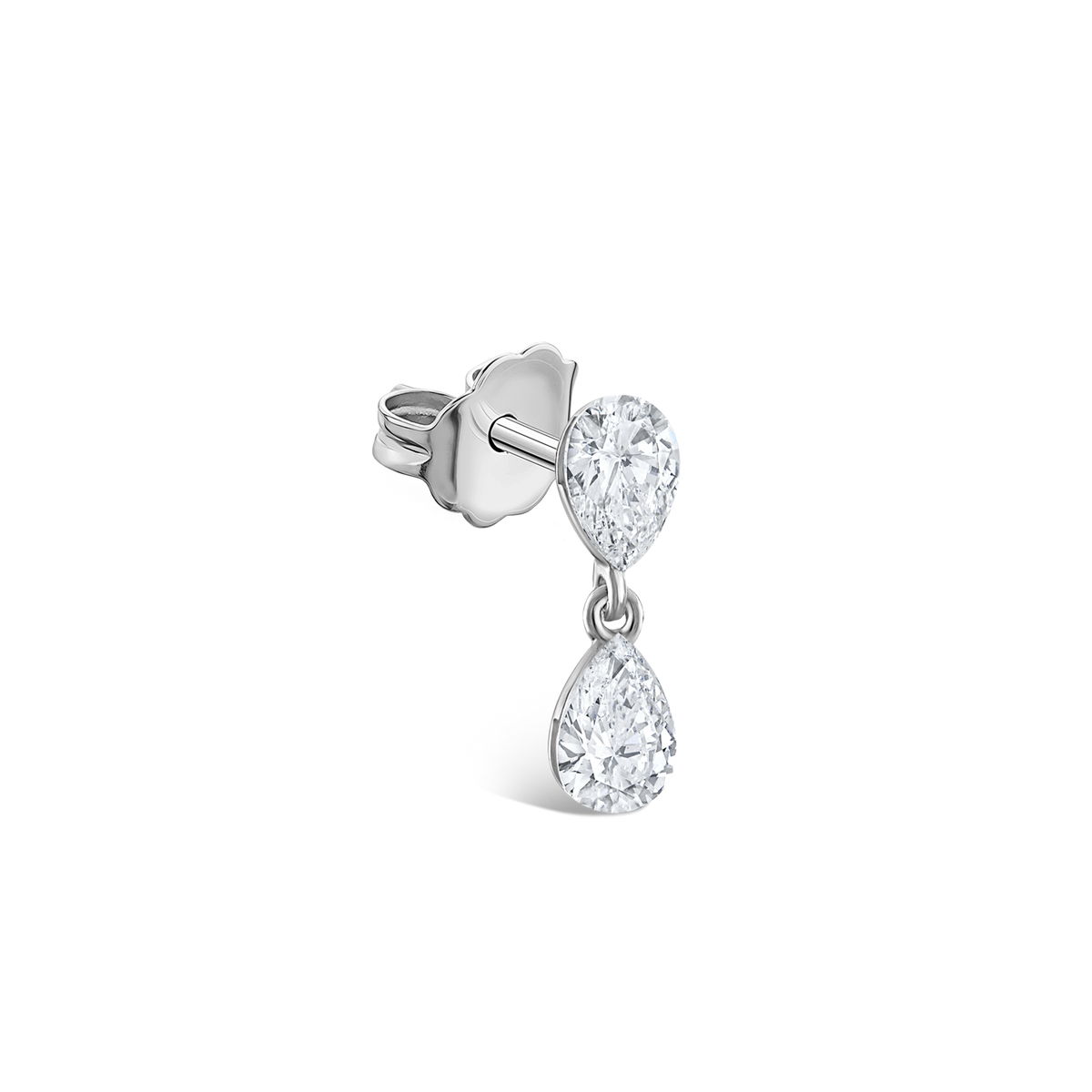 Invisible Set Diamond Pear Dangle Stud Earring