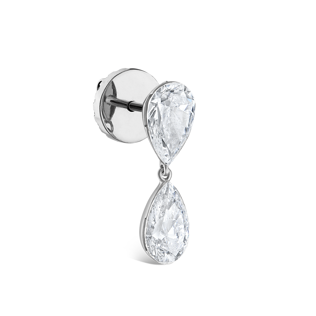 Invisible Set Diamond Pear Dangle Stud Earring