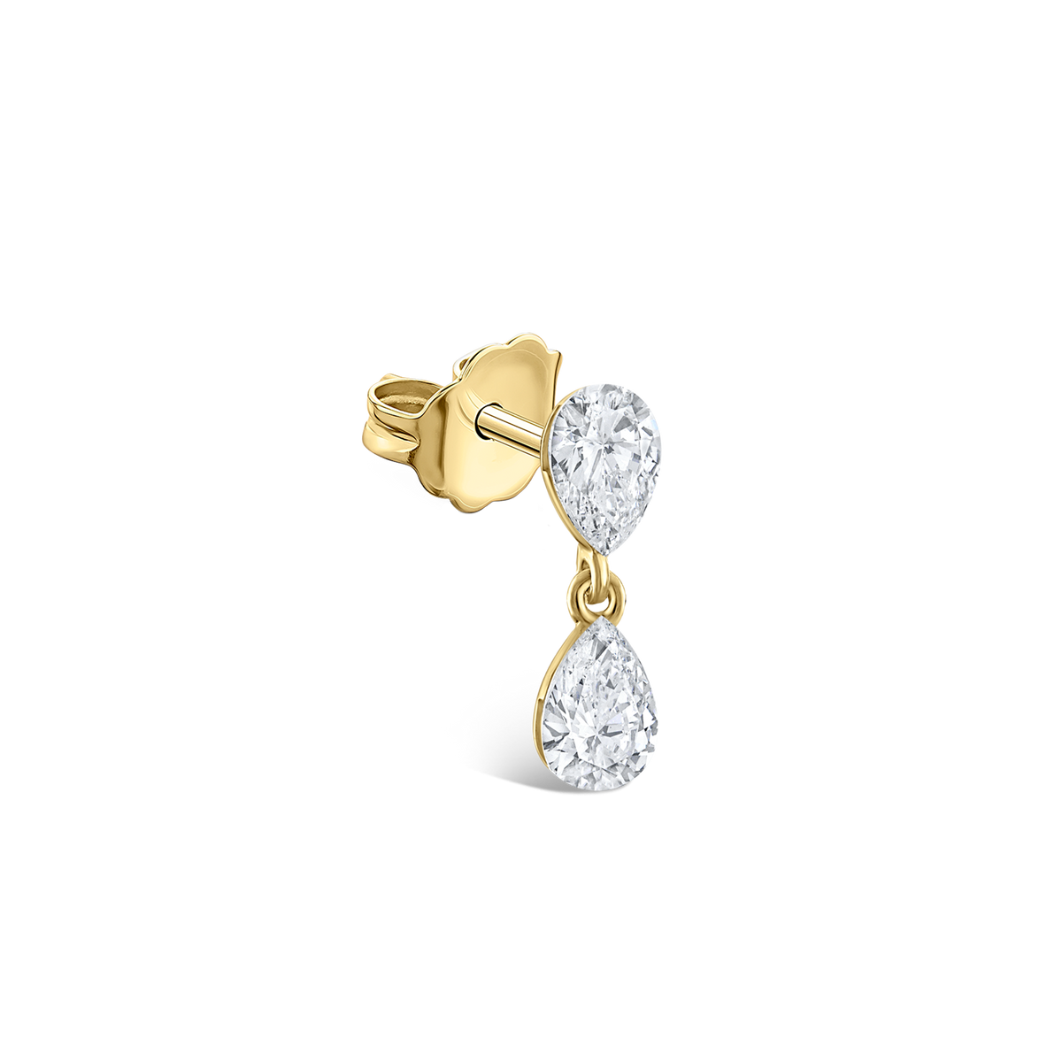 Invisible Set Diamond Pear Dangle Stud Earring