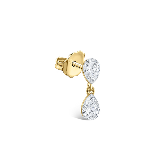 Invisible Set Diamond Pear Dangle Stud Earring