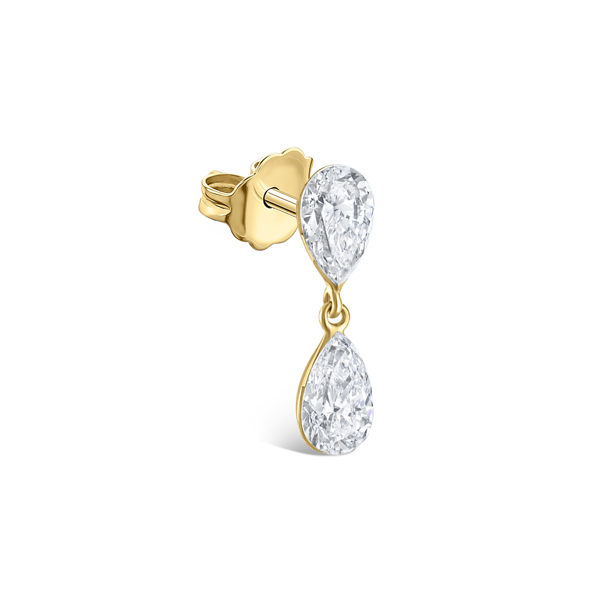 Invisible Set Diamond Pear Dangle Stud Earring