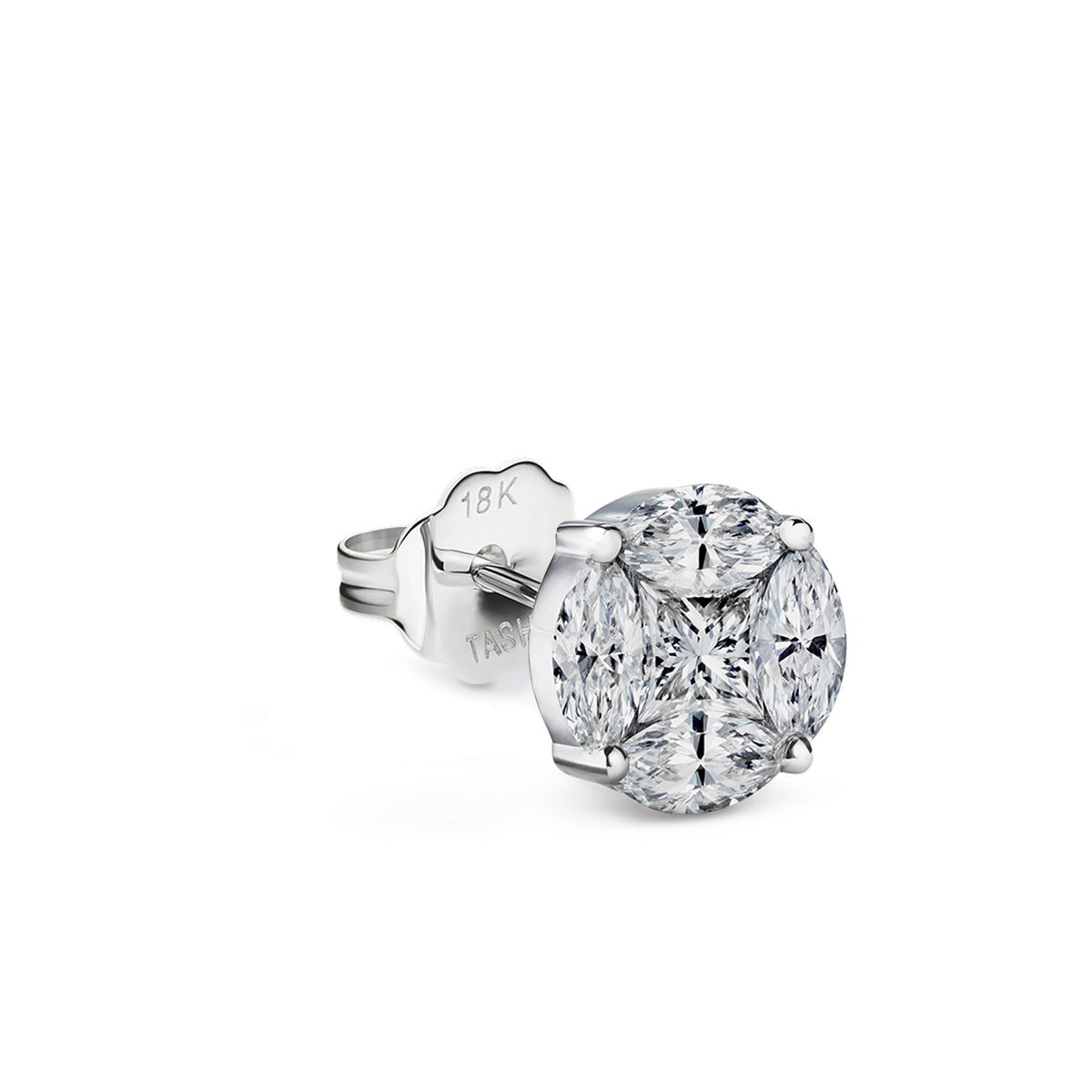 Diamond Cluster Stud Earring