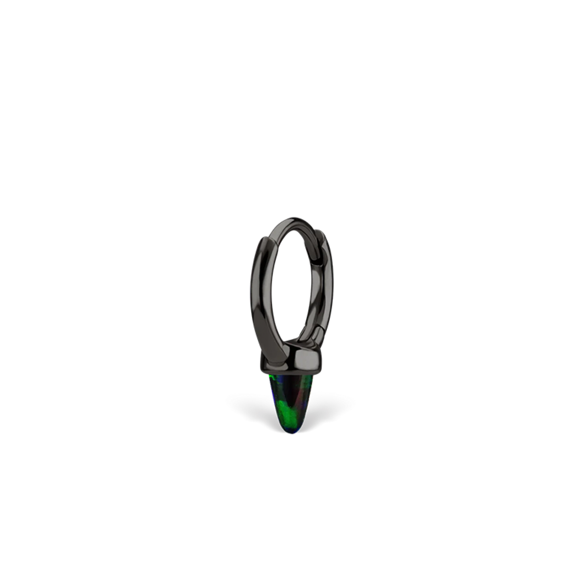 Single Short Black Opal Spike Hoop Earring (Non-Rotating)