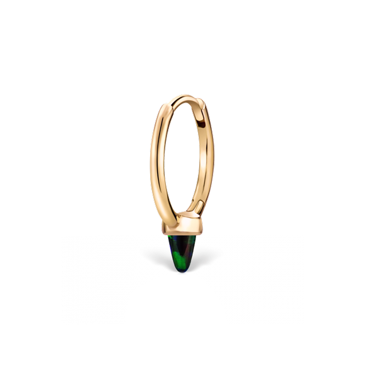 Single Short Black Opal Spike Hoop Earring (Non-Rotating)