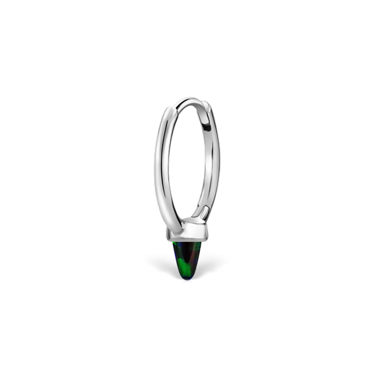 Single Short Black Opal Spike Hoop Earring (Non-Rotating)