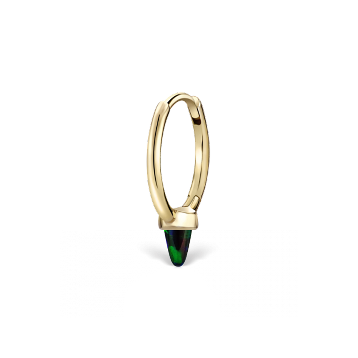 Single Short Black Opal Spike Hoop Earring (Non-Rotating)