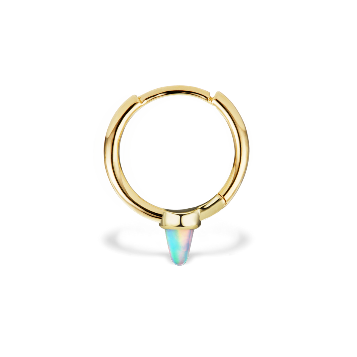 Opal Single Short Spike Hoop Earring (Non-Rotating)
