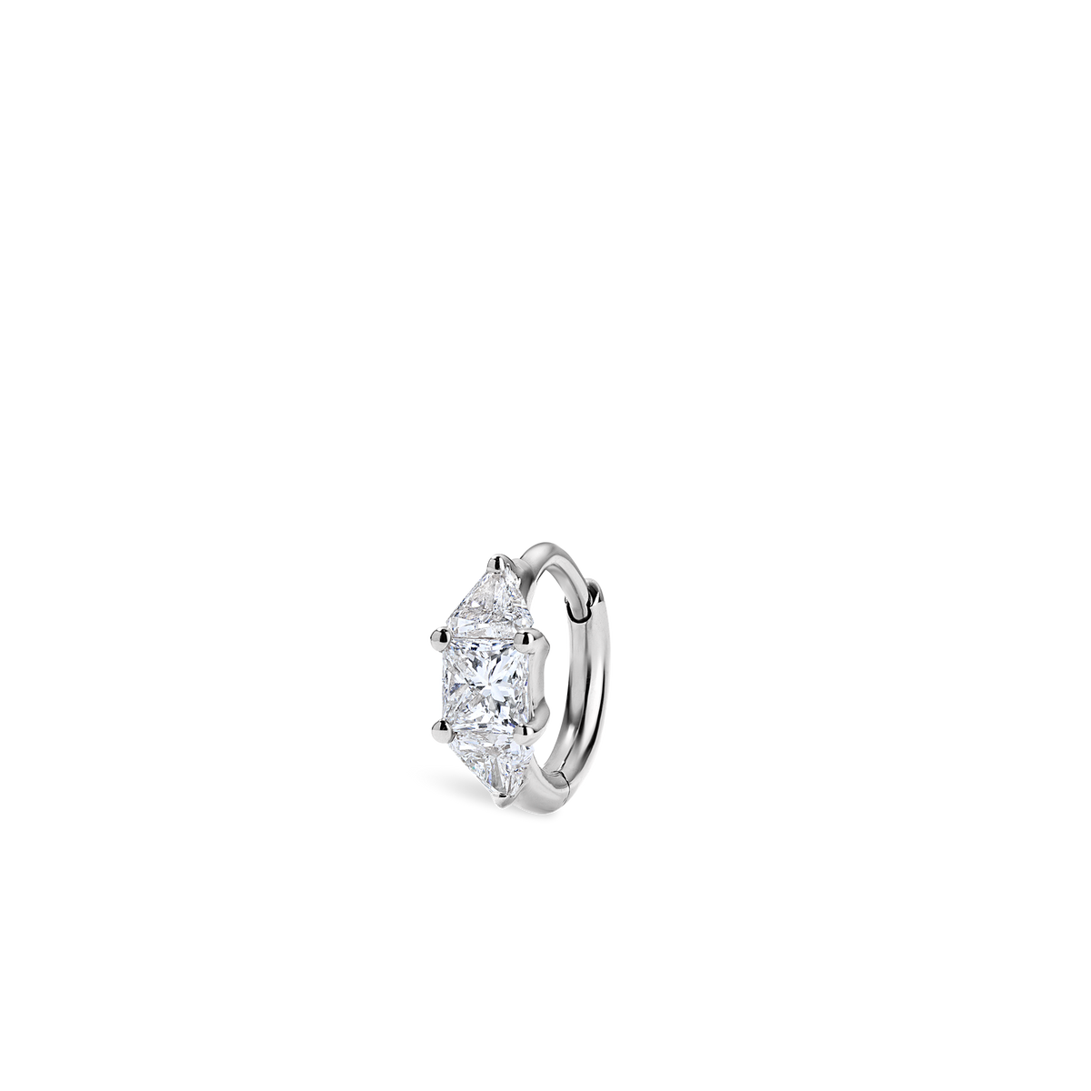 3mm Diamond Princess Triangle Hoop Earring (Non-Rotating)