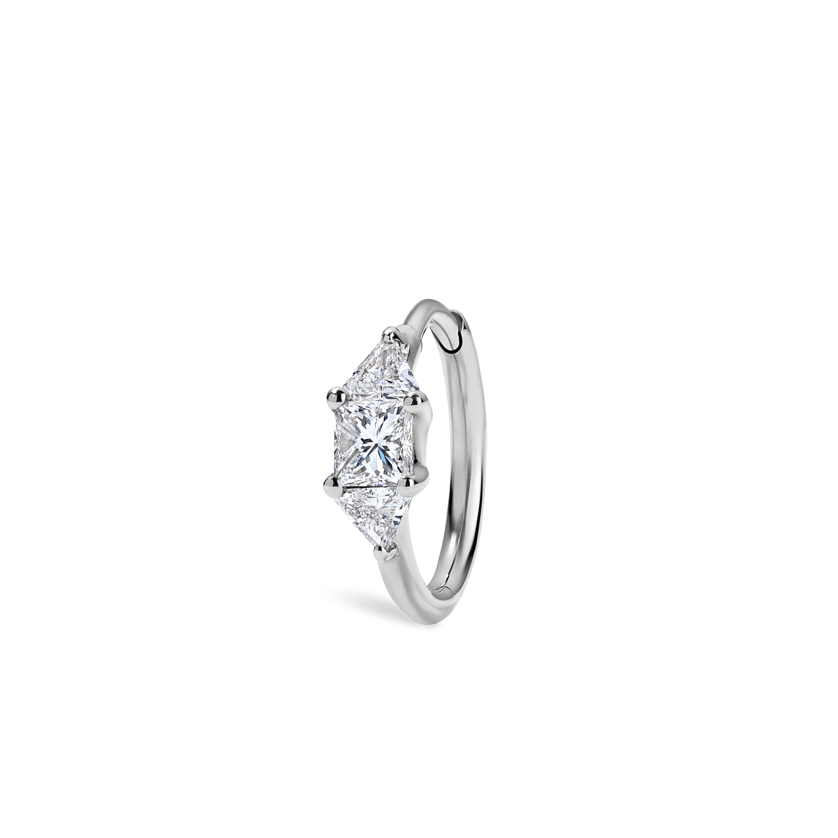 3mm Diamond Princess Triangle Hoop Earring (Non-Rotating)