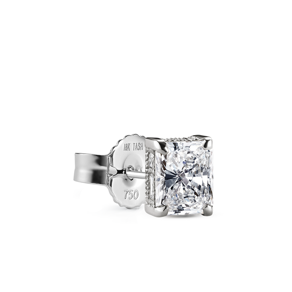 Radiant Diamond Engraved Stud Earring