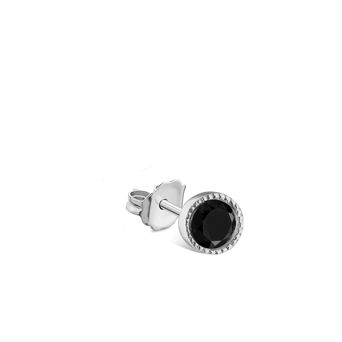 Scalloped Set Black Diamond Stud Earring