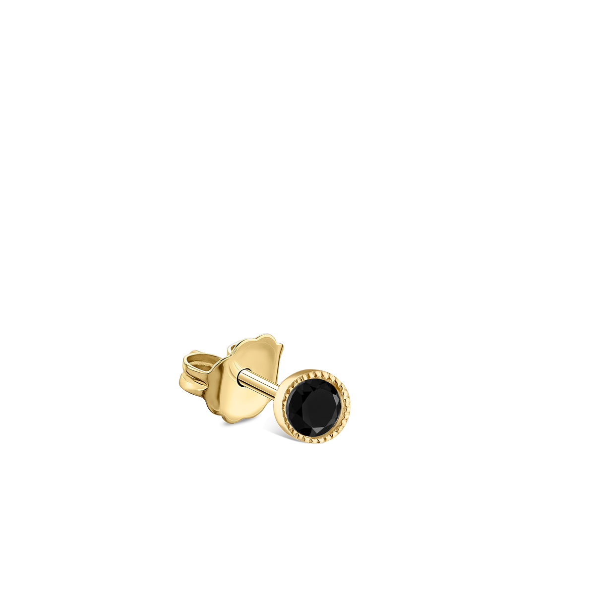 Scalloped Set Black Diamond Stud Earring