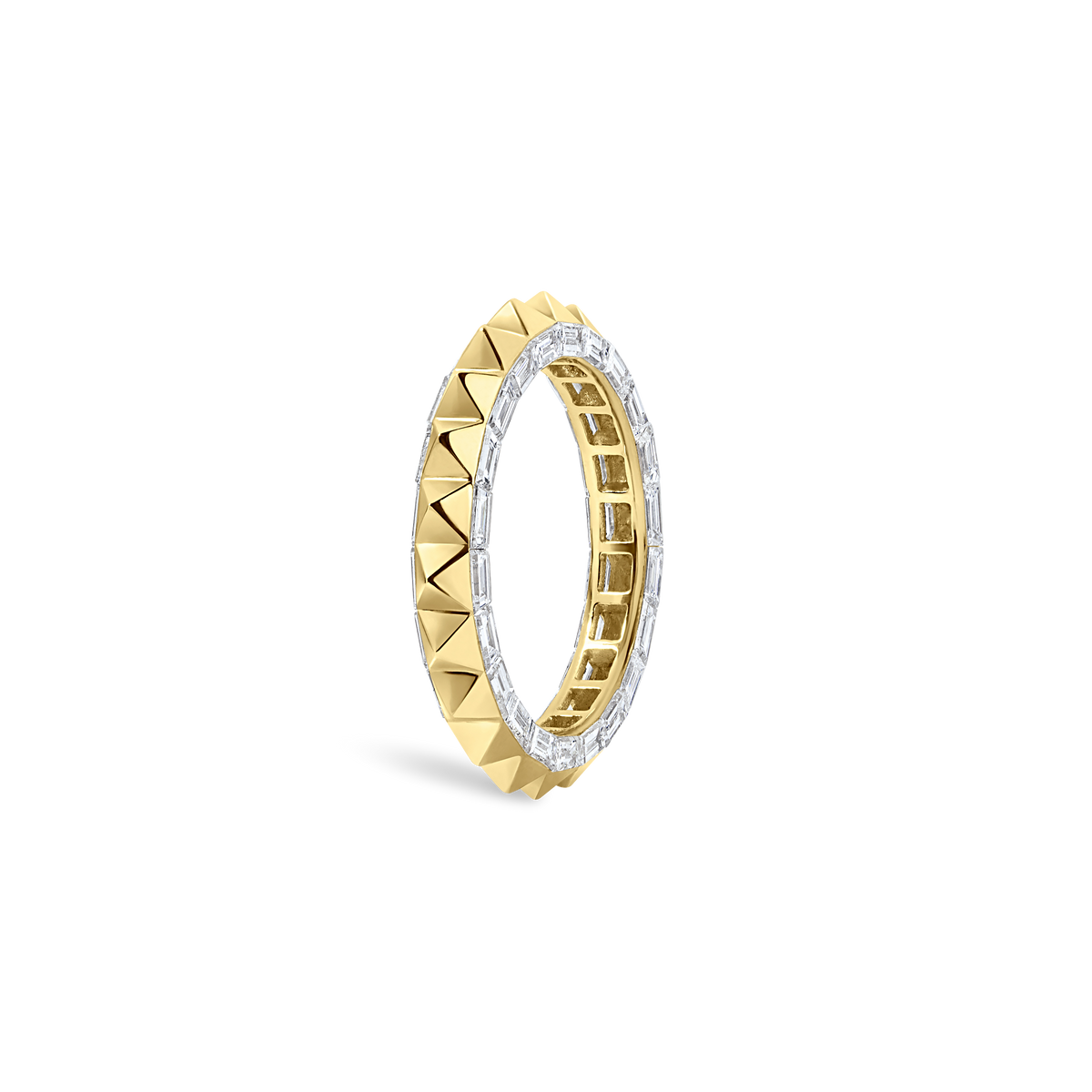 Pyramid and Pavé Baguette Diamond Finger Ring