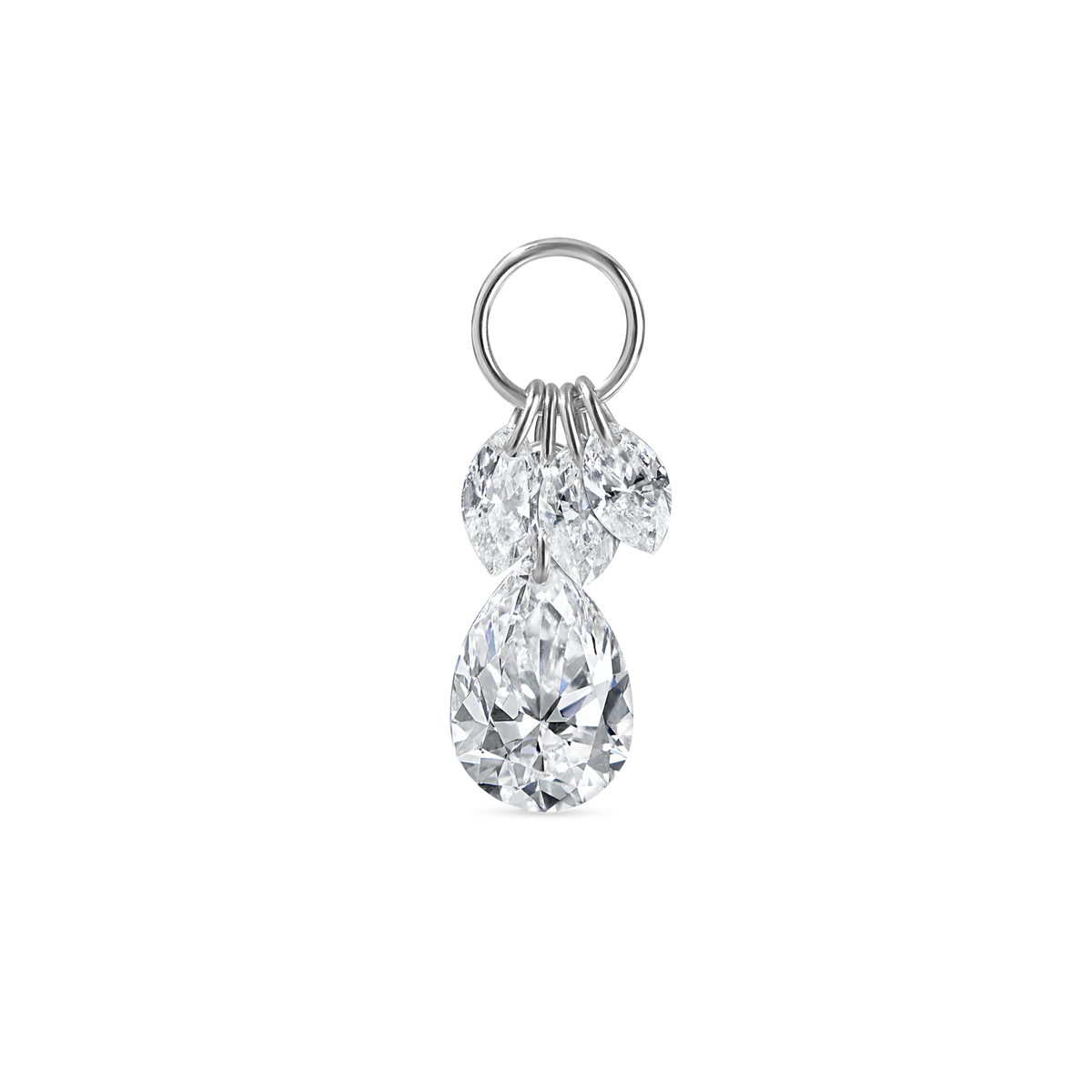 Floating Pear Diamond Plume Charm