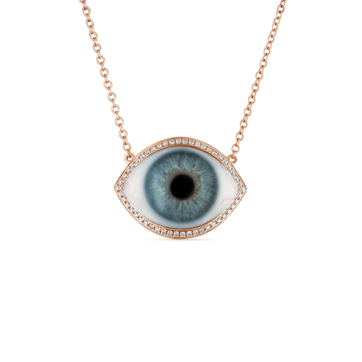 Diamond Halo Eye Necklace