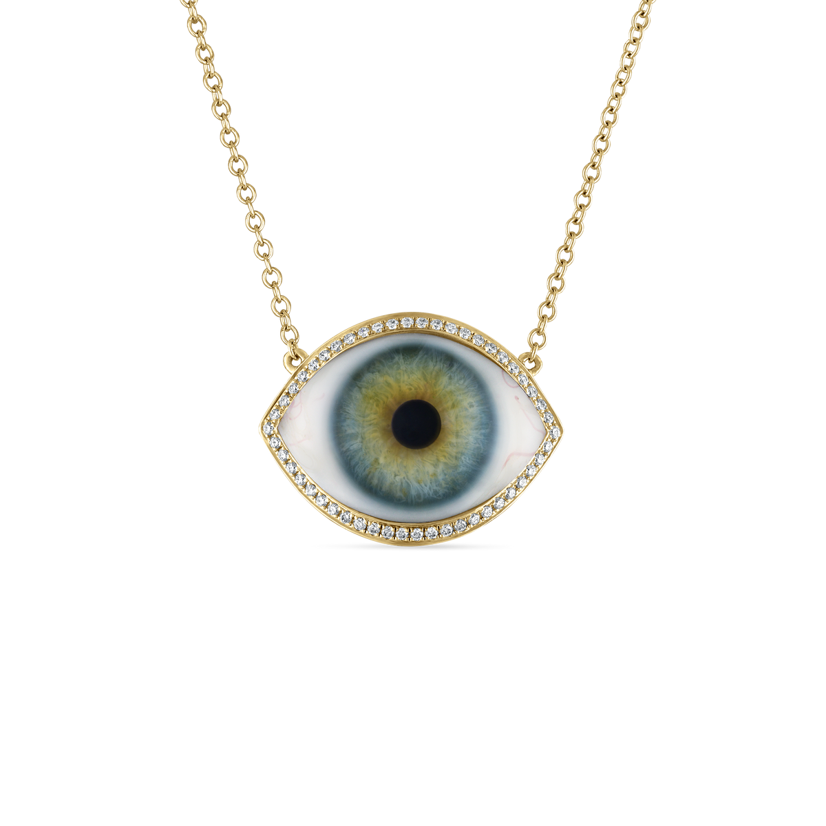 Diamond Halo Eye Necklace