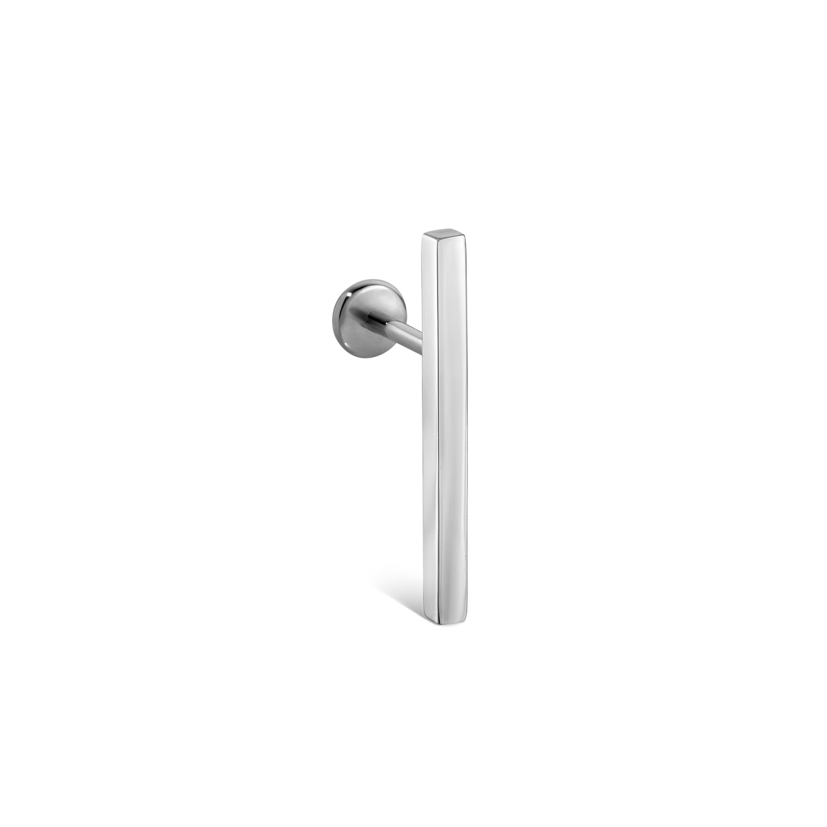 Polished Square Bar Threaded Stud Earring With Titanium Backing