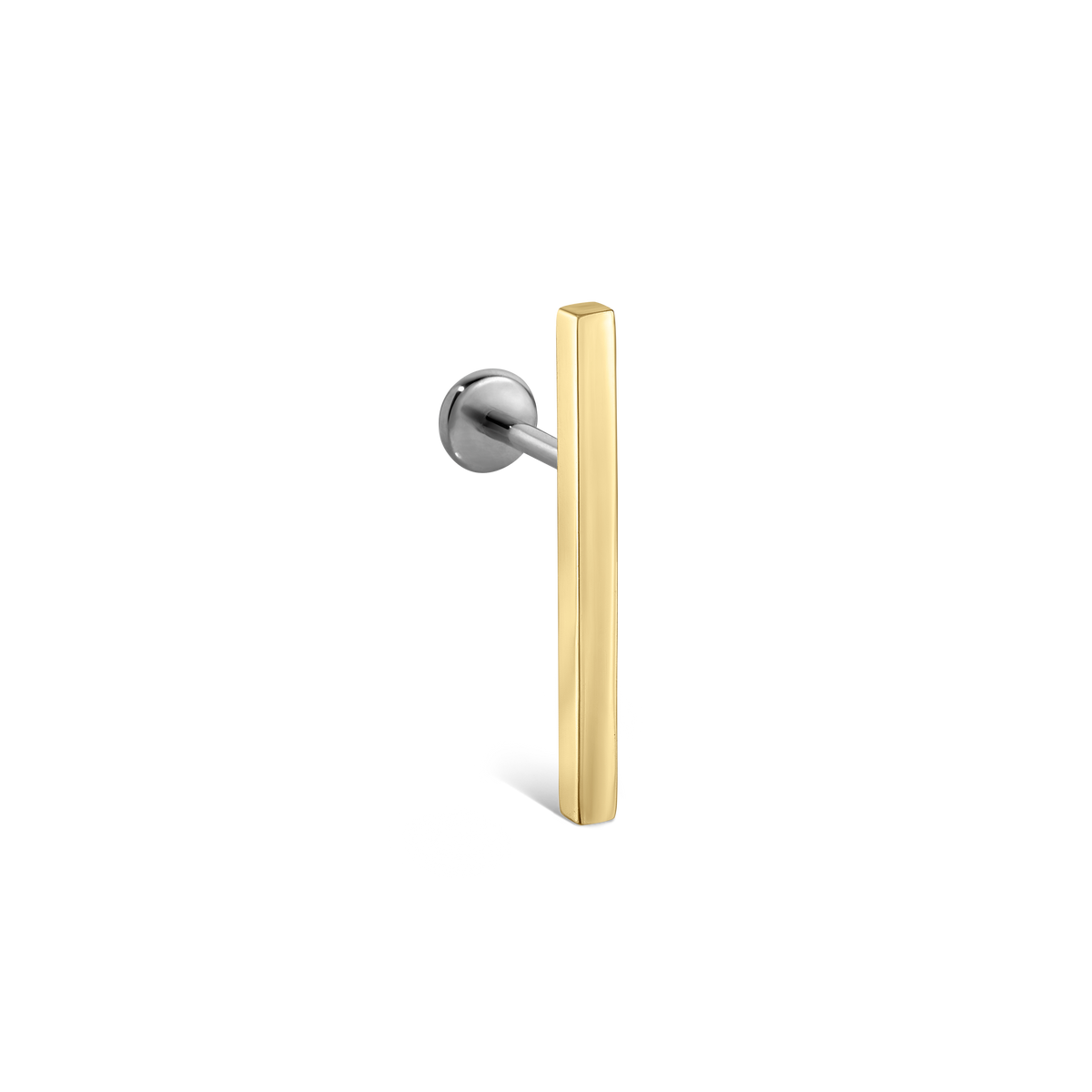 Polished Square Bar Threaded Stud Earring With Titanium Backing