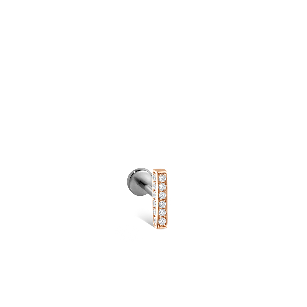 Square Diamond Pavé Bar Threaded Stud Earring With Titanium Backing