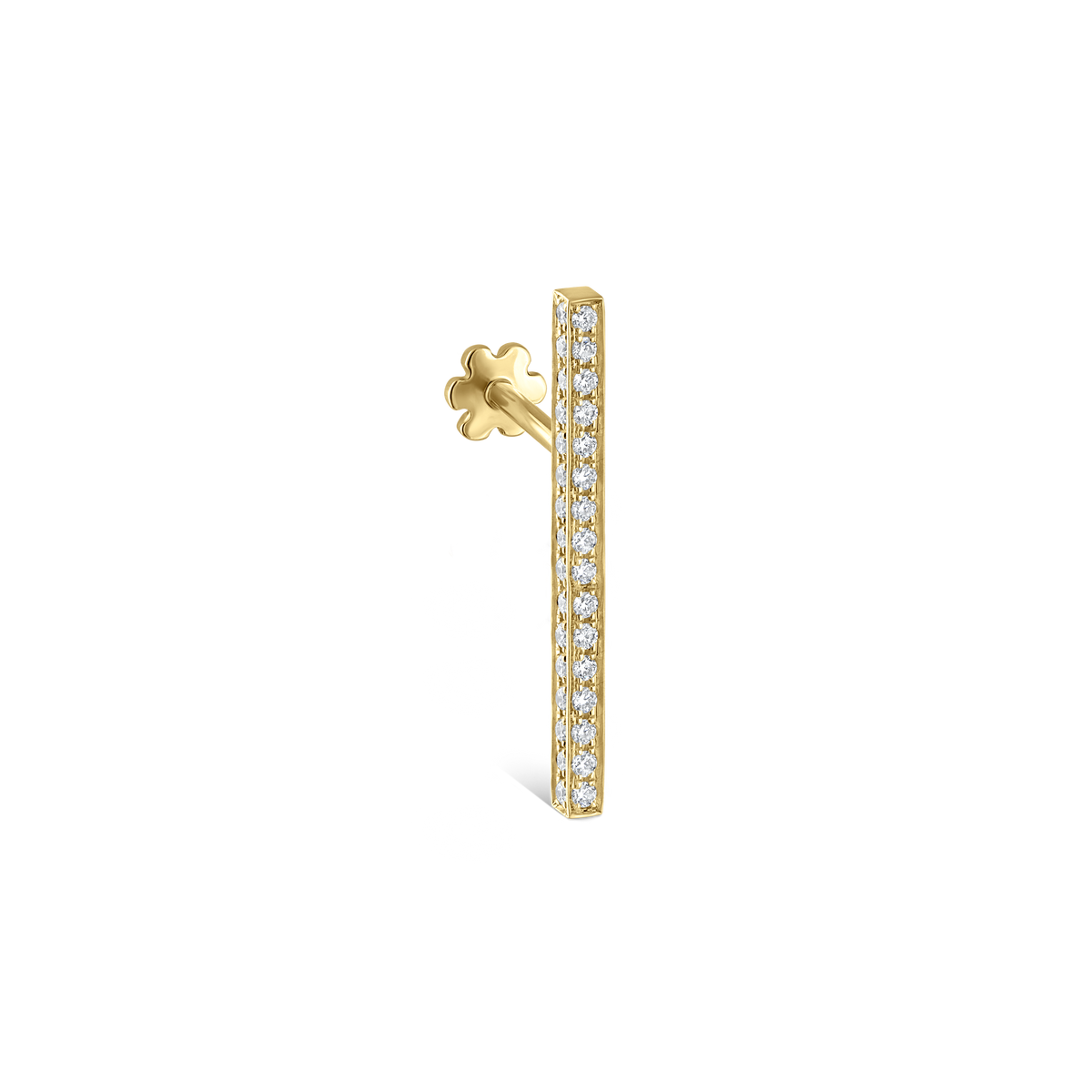 Square Diamond Pavé Bar Threaded Stud Earring With Titanium Backing