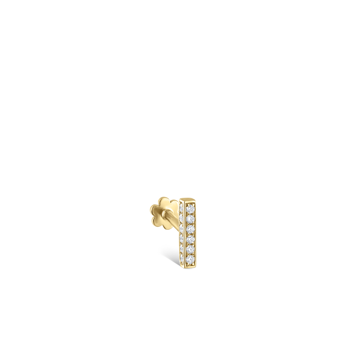 Square Diamond Pavé Bar Threaded Stud Earring With Titanium Backing