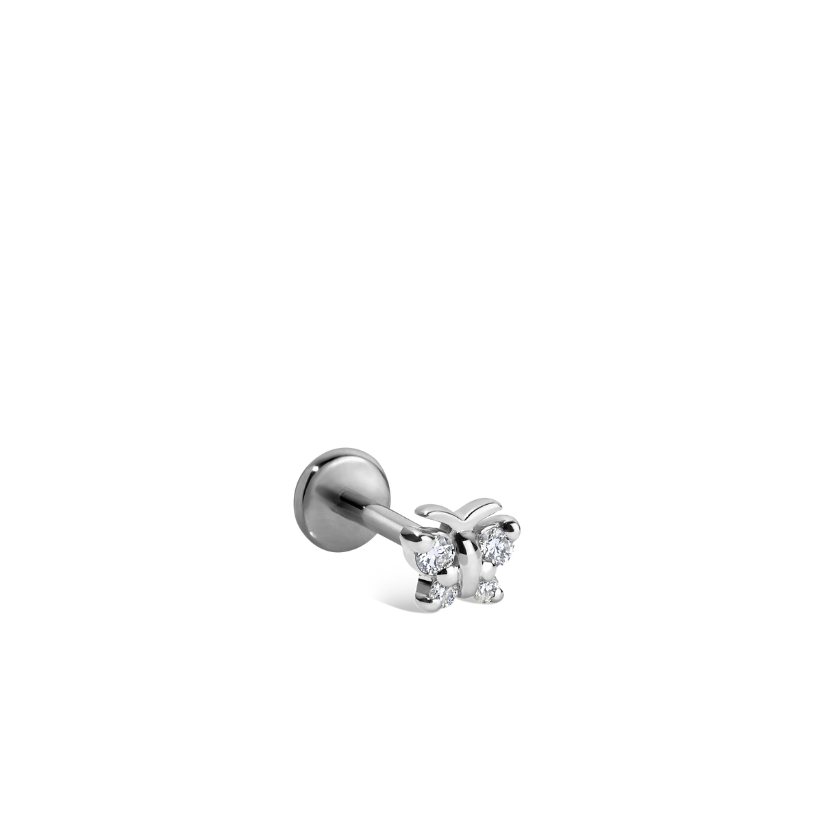 Diamond Butterfly Threaded Stud Earring With Titanium Backing
