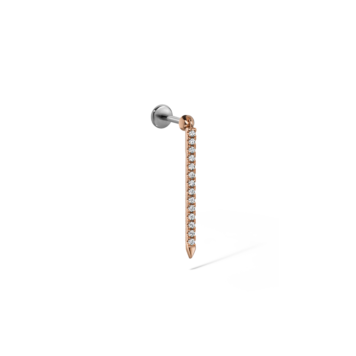 Diamond Eternity Bar Charm Threaded Stud Earring With Titanium Backing